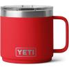 imageYETI Rambler 14 oz Ceramic Lined Stackable Mug Vacuum Insulated Stainless Steel with MagSlider Lid SeafoamRescue Red