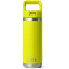 imageYETI Rambler 18 oz Bottle Vacuum Insulated Stainless Steel with Color Matching Straw Cap Firefly YellowFirefly Yellow