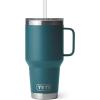 imageYETI Rambler 25 oz Tumbler with Handle and Straw Lid Travel Mug Water Tumbler Vacuum Insulated Cup with Handle Stainless Steel Rescue RedAgave Teal