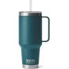 imageYETI Rambler 25 oz Tumbler with Handle and Straw Lid Travel Mug Water Tumbler Vacuum Insulated Cup with Handle Stainless Steel Rescue RedAgave Teal