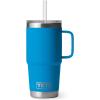 imageYETI Rambler 25 oz Tumbler with Handle and Straw Lid Travel Mug Water Tumbler Vacuum Insulated Cup with Handle Stainless Steel Rescue RedBig Wave Blue