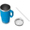 imageYETI Rambler 25 oz Tumbler with Handle and Straw Lid Travel Mug Water Tumbler Vacuum Insulated Cup with Handle Stainless Steel Rescue RedBig Wave Blue