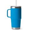 imageYETI Rambler 25 oz Tumbler with Handle and Straw Lid Travel Mug Water Tumbler Vacuum Insulated Cup with Handle Stainless Steel Rescue RedBig Wave Blue