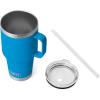 imageYETI Rambler 25 oz Tumbler with Handle and Straw Lid Travel Mug Water Tumbler Vacuum Insulated Cup with Handle Stainless Steel Rescue RedBig Wave Blue