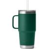 imageYETI Rambler 25 oz Tumbler with Handle and Straw Lid Travel Mug Water Tumbler Vacuum Insulated Cup with Handle Stainless Steel Rescue RedBlack Forest Green
