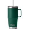 imageYETI Rambler 25 oz Tumbler with Handle and Straw Lid Travel Mug Water Tumbler Vacuum Insulated Cup with Handle Stainless Steel Rescue RedBlack Forest Green