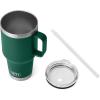 imageYETI Rambler 25 oz Tumbler with Handle and Straw Lid Travel Mug Water Tumbler Vacuum Insulated Cup with Handle Stainless Steel Rescue RedBlack Forest Green