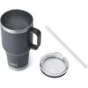imageYETI Rambler 25 oz Tumbler with Handle and Straw Lid Travel Mug Water Tumbler Vacuum Insulated Cup with Handle Stainless Steel Rescue RedCharcoal
