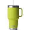 imageYETI Rambler 25 oz Tumbler with Handle and Straw Lid Travel Mug Water Tumbler Vacuum Insulated Cup with Handle Stainless Steel Rescue RedChartreuse