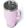 imageYETI Rambler 25 oz Tumbler with Handle and Straw Lid Travel Mug Water Tumbler Vacuum Insulated Cup with Handle Stainless Steel Rescue RedCherry Blossom  Textured