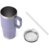 imageYETI Rambler 25 oz Tumbler with Handle and Straw Lid Travel Mug Water Tumbler Vacuum Insulated Cup with Handle Stainless Steel Rescue RedCosmic Lilac