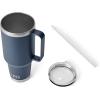 imageYETI Rambler 25 oz Tumbler with Handle and Straw Lid Travel Mug Water Tumbler Vacuum Insulated Cup with Handle Stainless Steel Rescue RedNavy