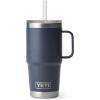 imageYETI Rambler 25 oz Tumbler with Handle and Straw Lid Travel Mug Water Tumbler Vacuum Insulated Cup with Handle Stainless Steel Rescue RedNavy