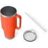 imageYETI Rambler 25 oz Tumbler with Handle and Straw Lid Travel Mug Water Tumbler Vacuum Insulated Cup with Handle Stainless Steel Rescue RedPapaya