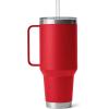 imageYETI Rambler 25 oz Tumbler with Handle and Straw Lid Travel Mug Water Tumbler Vacuum Insulated Cup with Handle Stainless Steel Rescue RedRed
