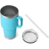 imageYETI Rambler 25 oz Tumbler with Handle and Straw Lid Travel Mug Water Tumbler Vacuum Insulated Cup with Handle Stainless Steel Rescue RedReef Blue