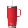 imageYETI Rambler 25 oz Tumbler with Handle and Straw Lid Travel Mug Water Tumbler Vacuum Insulated Cup with Handle Stainless Steel Rescue RedRescue Red