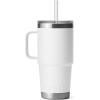 imageYETI Rambler 25 oz Tumbler with Handle and Straw Lid Travel Mug Water Tumbler Vacuum Insulated Cup with Handle Stainless Steel Rescue RedWhite