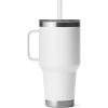 imageYETI Rambler 25 oz Tumbler with Handle and Straw Lid Travel Mug Water Tumbler Vacuum Insulated Cup with Handle Stainless Steel Rescue RedWhite
