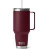 imageYETI Rambler 25 oz Tumbler with Handle and Straw Lid Travel Mug Water Tumbler Vacuum Insulated Cup with Handle Stainless Steel Rescue RedWild Vine Red