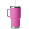 imageYETI Rambler 25 oz Tumbler with Handle and Straw Lid Travel Mug Water Tumbler Vacuum Insulated Cup with Handle Stainless Steel Rescue RedWildflower Fuchsia