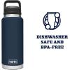 imageYETI Rambler 36 oz Bottle Vacuum Insulated Leakproof Stainless Steel with Chug CapNavy