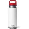 imageYETI Rambler 36 oz Bottle Vacuum Insulated Leakproof Stainless Steel with Chug CapWhiteNavyRescue Red