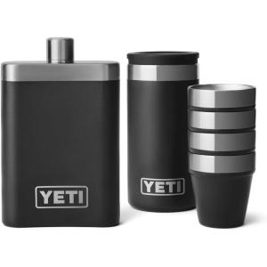 imageYETI 7 oz Flask with Color Matching Set of Shot Glasses Black
