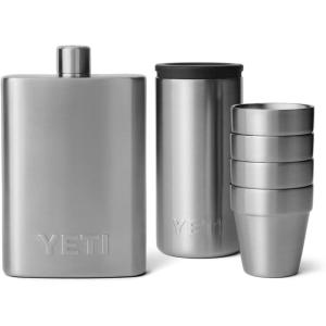imageYETI 7 oz Flask with Color Matching Set of Shot Glasses Stainless Steel