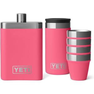 imageYETI 7 oz Flask with Color Matching Set of Shot Glasses Tropical Pink