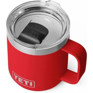 imageYETI Rambler 10 oz Ceramic Lined Stackable Mug Vacuum Insulated Stainless Steel with MagSlider Lid Tropical PinkRescue Red