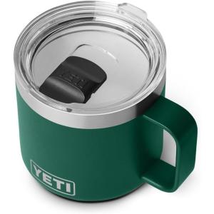 imageYETI Rambler 14 oz Ceramic Lined Stackable Mug Vacuum Insulated Stainless Steel with MagSlider Lid SeafoamBlack Forest Green