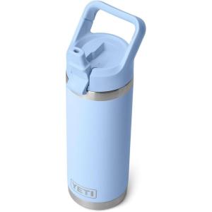imageYETI Rambler 18 oz Bottle Vacuum Insulated Stainless Steel with Color Matching Straw Cap Firefly YellowBig Sky Blue