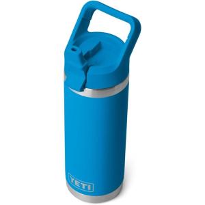 imageYETI Rambler 18 oz Bottle Vacuum Insulated Stainless Steel with Color Matching Straw Cap Firefly YellowBig Wave Blue