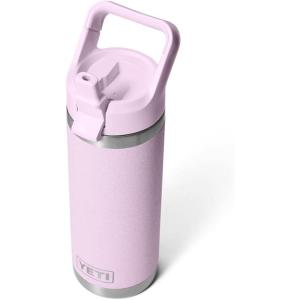 imageYETI Rambler 18 oz Bottle Vacuum Insulated Stainless Steel with Color Matching Straw Cap Firefly YellowCherry Blossom  Textured