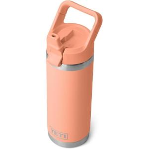 imageYETI Rambler 18 oz Bottle Vacuum Insulated Stainless Steel with Color Matching Straw Cap Firefly YellowLowcountry Peach