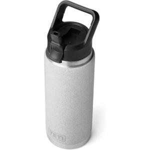 imageYETI Rambler 26 oz Bottle Vacuum Insulated Stainless Steel with Straw Cap WhiteGrey StoneTextured