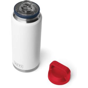 imageYETI Rambler 36 oz Bottle Vacuum Insulated Leakproof Stainless Steel with Chug CapWhiteNavyRescue Red