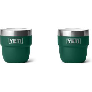imageYETI Rambler 4 oz Stackable Cup Stainless Steel Vacuum Insulated EspressoCoffee Cup 2 PackBlack Forest Green