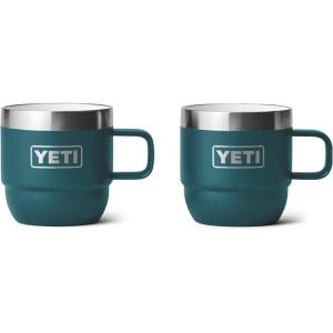 imageYETI Rambler 6 oz Stackable Mug Stainless Steel Vacuum Insulated EspressoCoffee Mug 2 PackAgave Teal