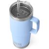 imageYETI Rambler 25 oz Tumbler with Handle and Straw Lid Travel Mug Water Tumbler Vacuum Insulated Cup with Handle Stainless Steel Rescue RedBig Sky Blue