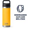 imageYETI Rambler 18 oz Bottle Leakproof Vacuum Insulated Stainless Steel with Chug Cap Black StoneAlpine Yellow
