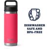 imageYETI Rambler 18 oz Bottle Leakproof Vacuum Insulated Stainless Steel with Chug Cap Black StoneBimini Pink