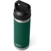 imageYETI Rambler 18 oz Bottle Leakproof Vacuum Insulated Stainless Steel with Chug Cap Black StoneBlack Forest Green