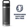 imageYETI Rambler 18 oz Bottle Leakproof Vacuum Insulated Stainless Steel with Chug Cap Black StoneCharcoal