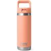 imageYETI Rambler 18 oz Bottle Vacuum Insulated Stainless Steel with Straw Cap Moon DustLowcountry Peach