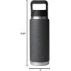 imageYETI Rambler 26 oz Bottle Vacuum Insulated Stainless Steel with Straw Cap Black StoneBlack StoneTextured