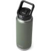 imageYETI Rambler 26 oz Bottle Vacuum Insulated Stainless Steel with Straw Cap Black StoneCamp Green