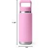 imageYETI Rambler 26 oz Bottle Vacuum Insulated Stainless Steel with Straw Cap Black StonePower Pink