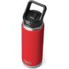 imageYETI Rambler 26 oz Bottle Vacuum Insulated Stainless Steel with Straw Cap Black StoneRescue Red